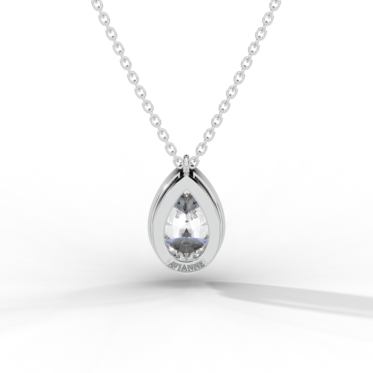 Pear Cut Diamond Solitaire Pendant Necklace