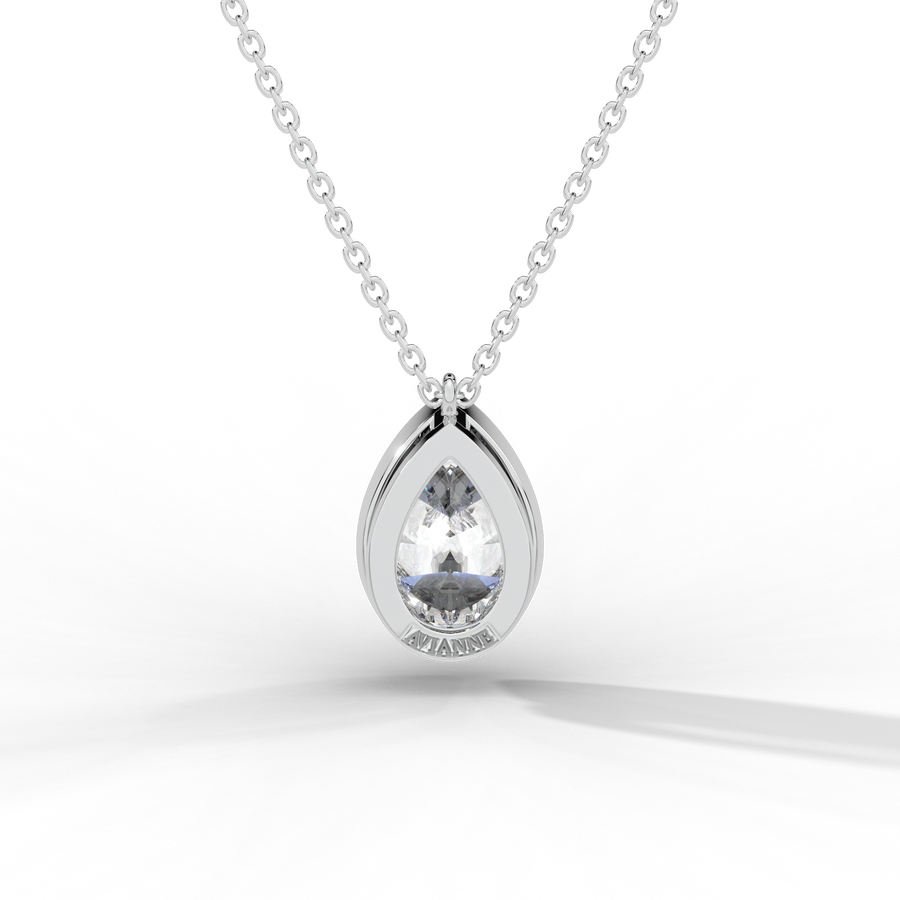 Pear Cut Diamond Solitaire Pendant Necklace