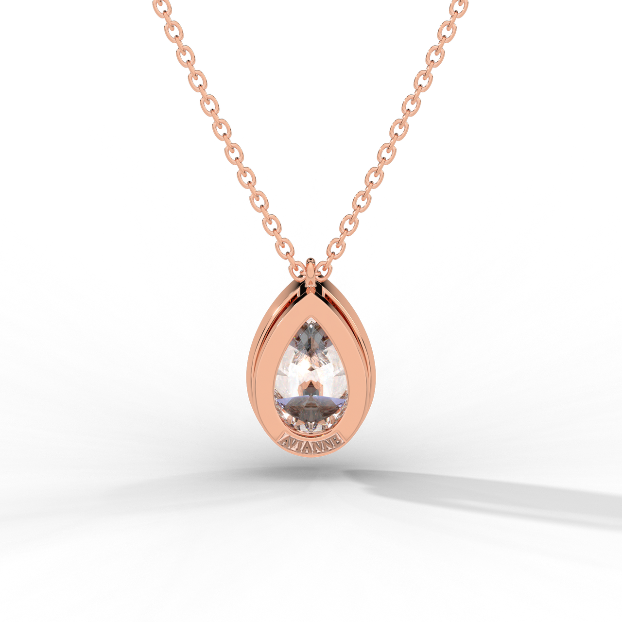 Pear Cut Diamond Solitaire Pendant Necklace