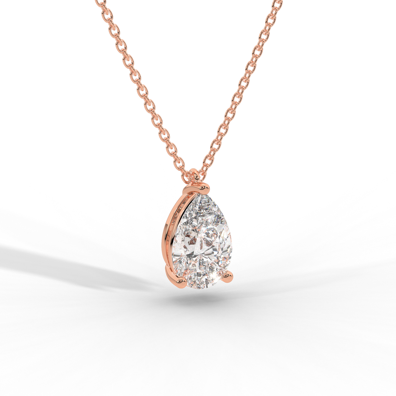 Pear Cut Diamond Solitaire Pendant Necklace