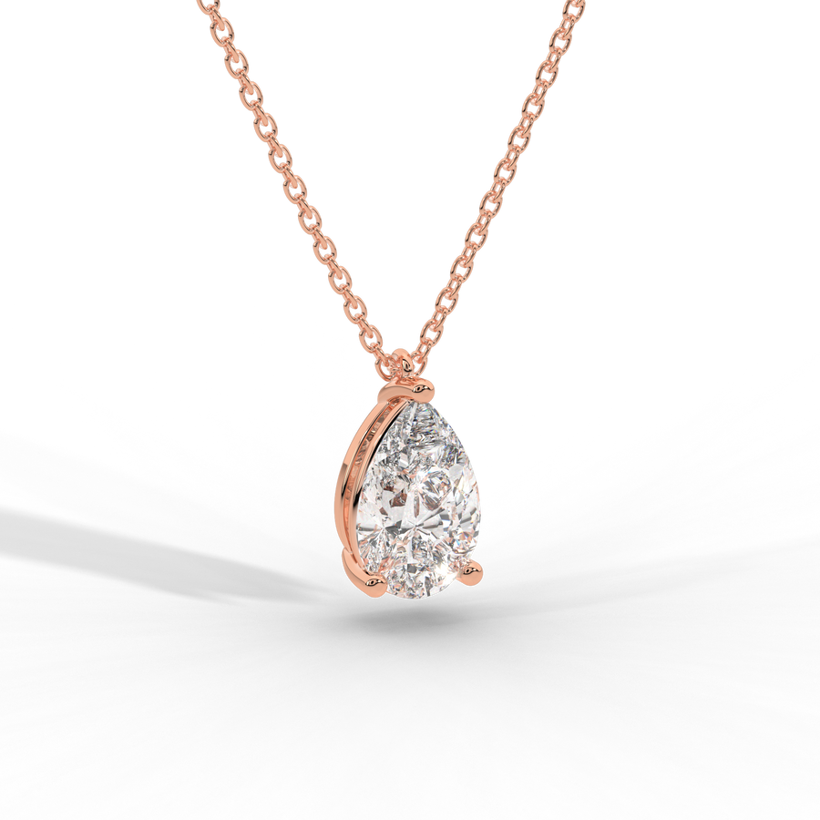 Pear Cut Diamond Solitaire Pendant Necklace