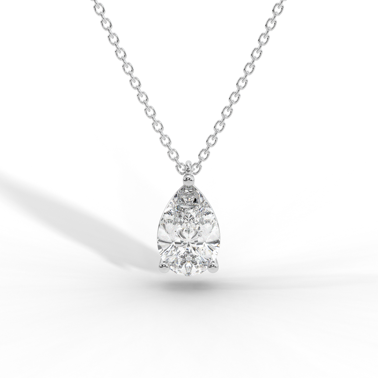 Pear Cut Diamond Solitaire Pendant Necklace