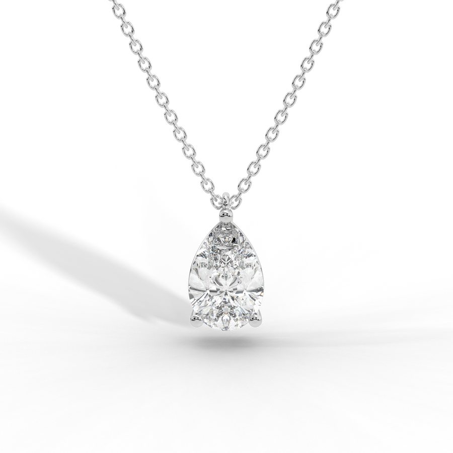 Pear Cut Diamond Solitaire Pendant Necklace