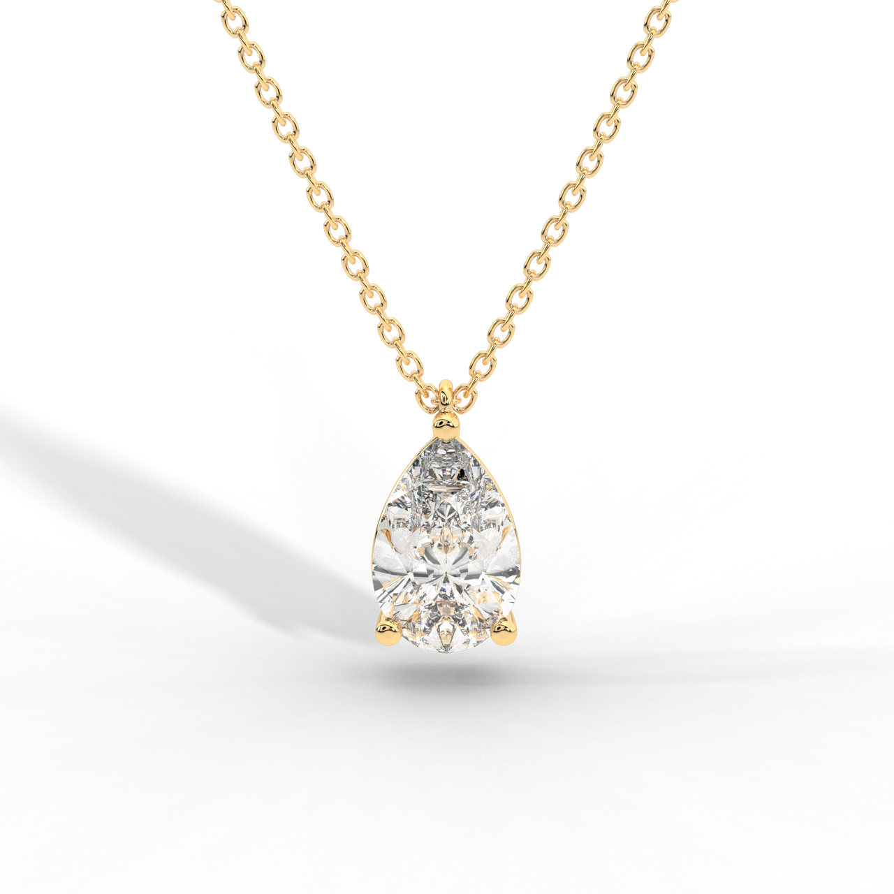 Pear Cut Diamond Solitaire Pendant Necklace