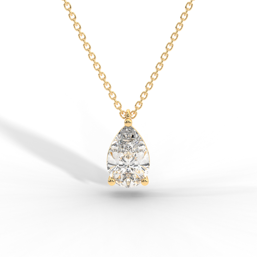 Pear Cut Diamond Solitaire Pendant Necklace
