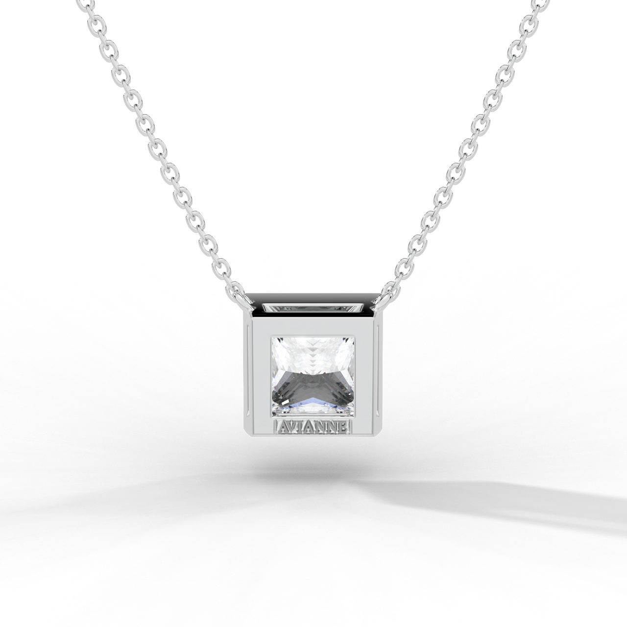 Princess Cut Diamond Solitaire Pendant Necklace