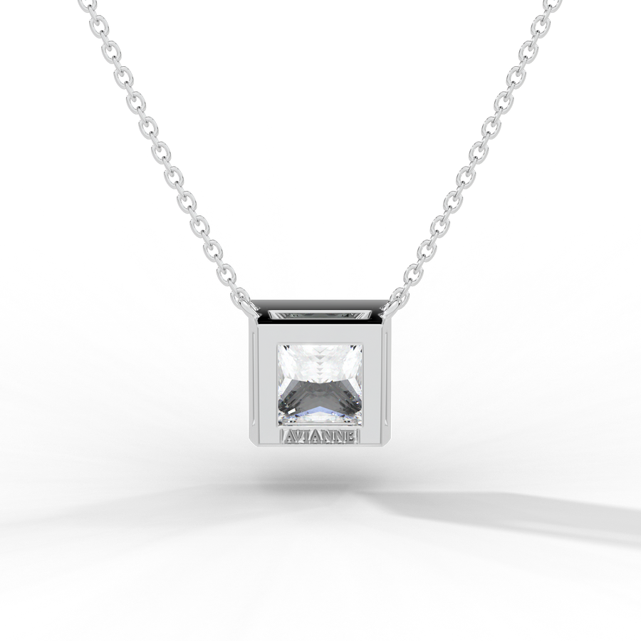 Princess Cut Diamond Solitaire Pendant Necklace