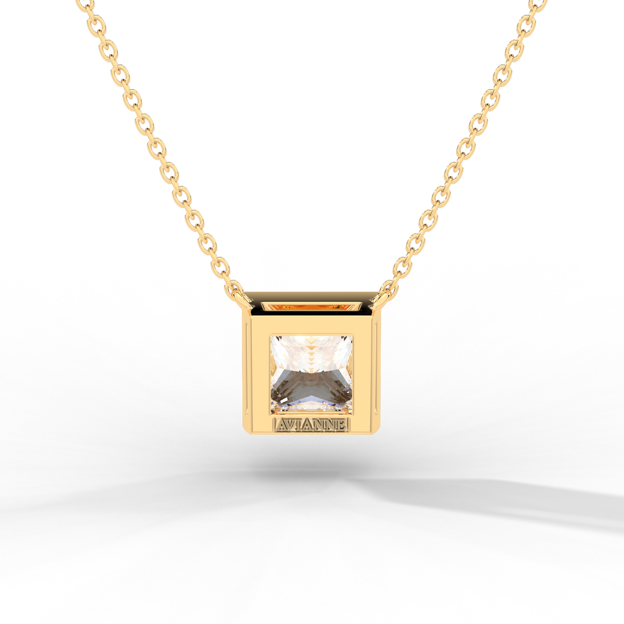 Princess Cut Diamond Solitaire Pendant Necklace