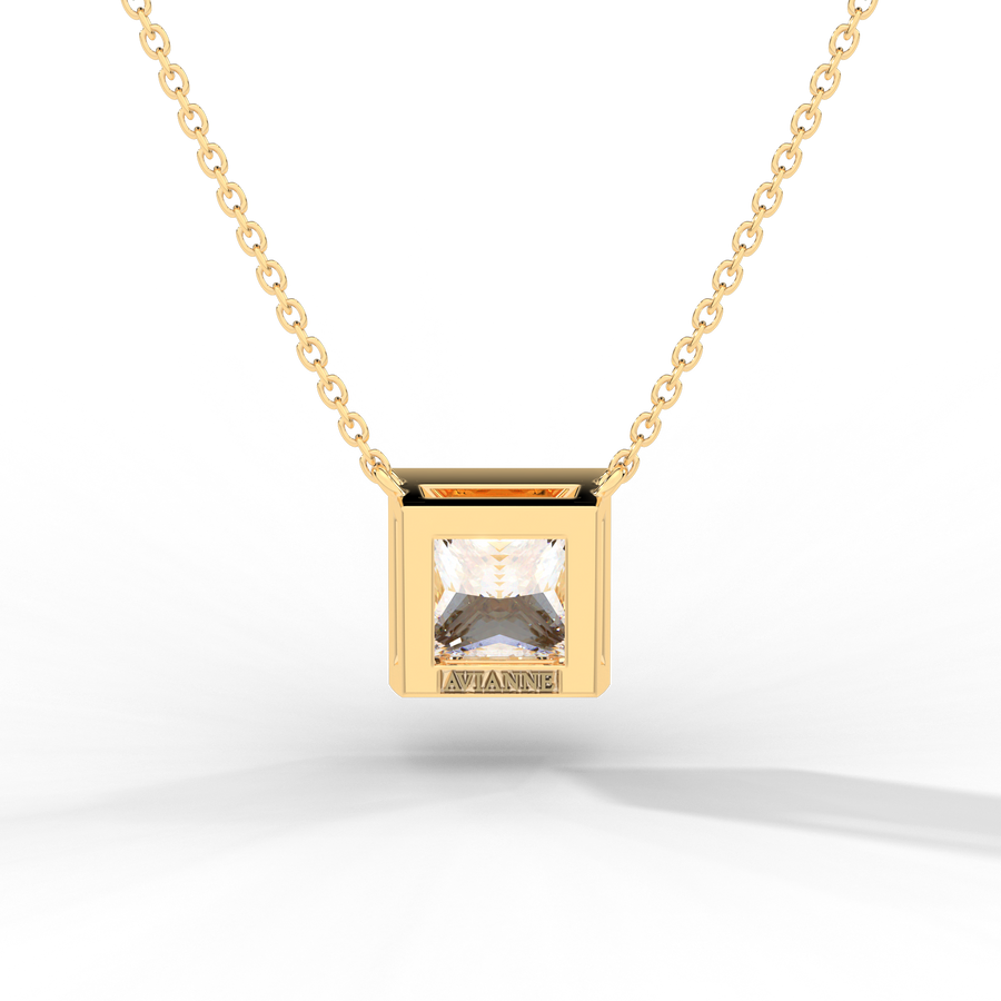 Princess Cut Diamond Solitaire Pendant Necklace
