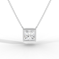 Thumbnail for Princess Cut Diamond Solitaire Pendant Necklace