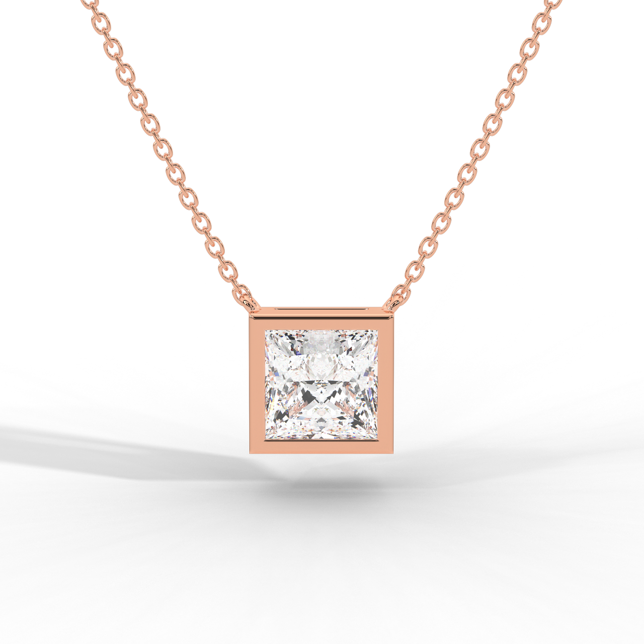 Princess Cut Diamond Solitaire Pendant Necklace