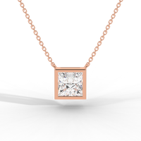 Thumbnail for Princess Cut Diamond Solitaire Pendant Necklace