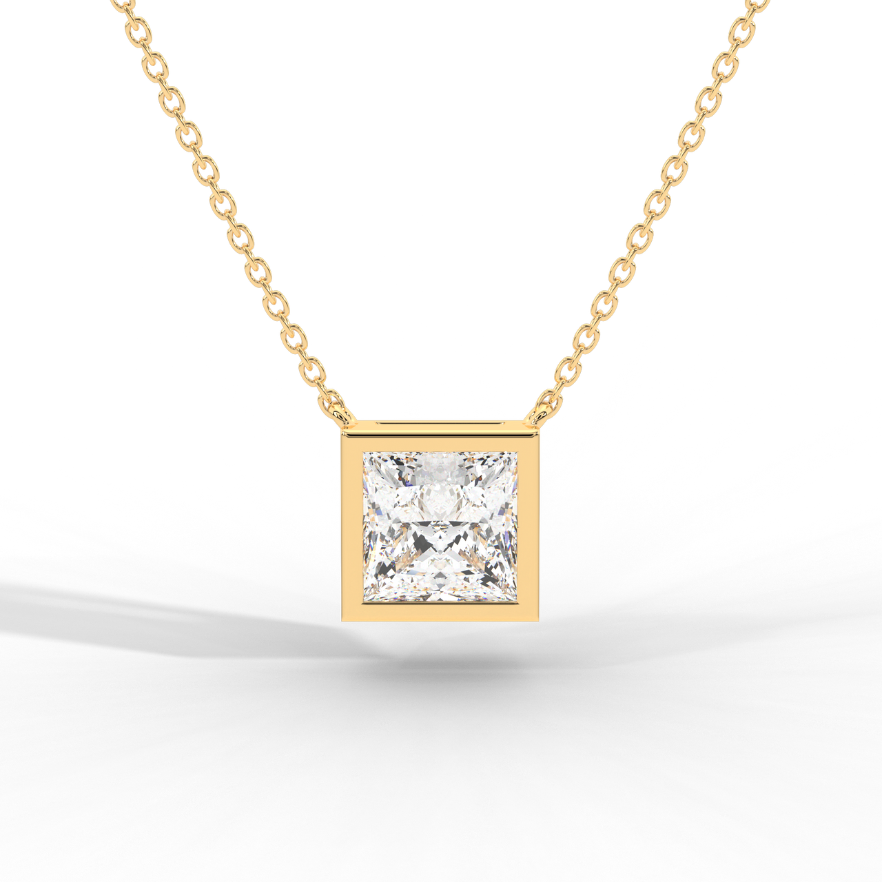 Princess Cut Diamond Solitaire Pendant Necklace
