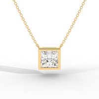Thumbnail for Princess Cut Diamond Solitaire Pendant Necklace
