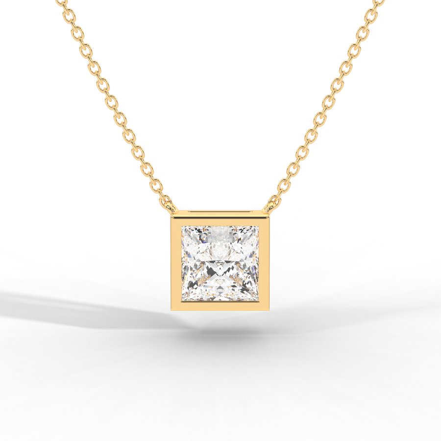 Princess Cut Diamond Solitaire Pendant Necklace