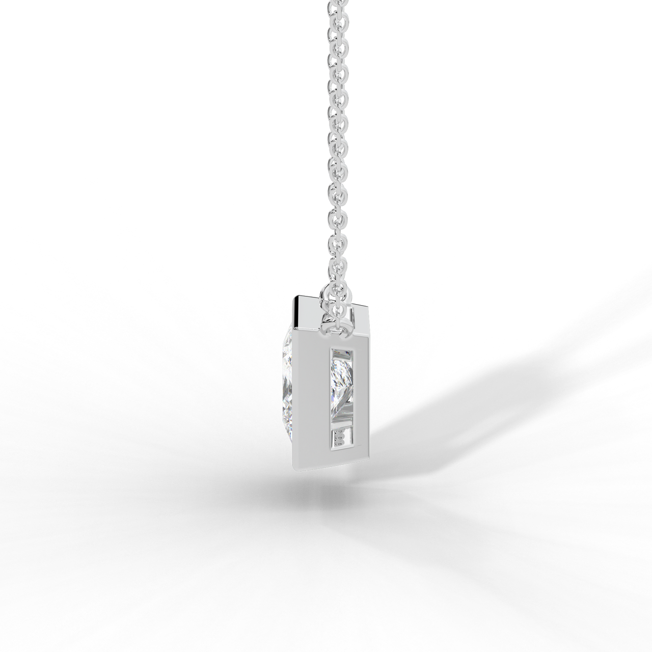 Princess Cut Diamond Solitaire Pendant Necklace