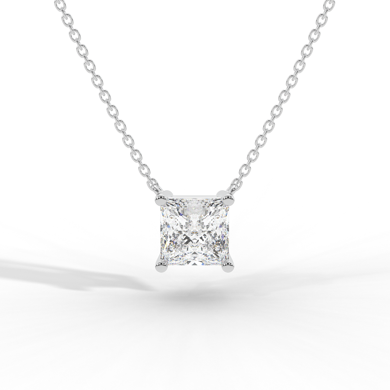 Princess Cut Diamond Solitaire Pendant Necklace