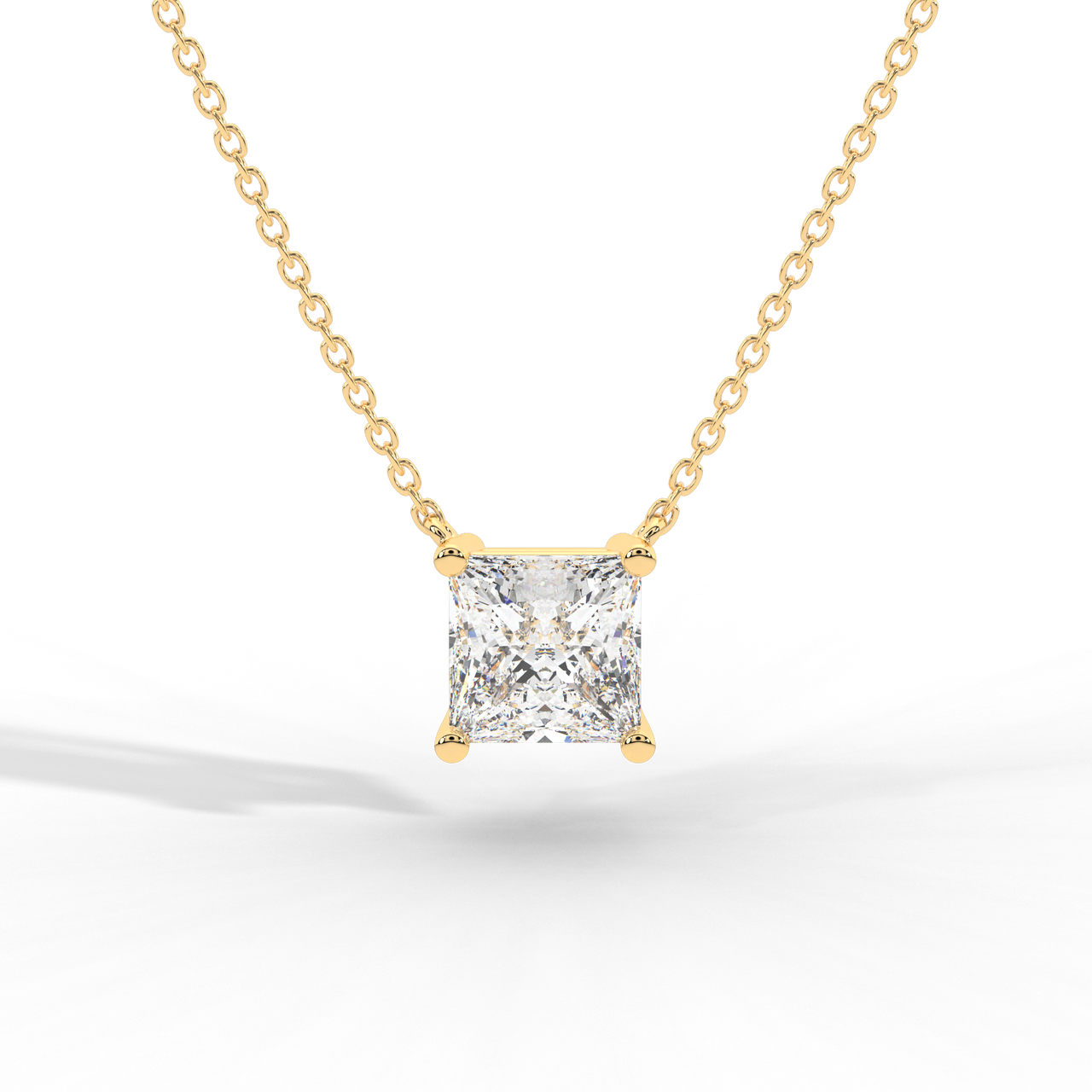 Princess Cut Diamond Solitaire Pendant Necklace