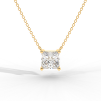 Thumbnail for Princess Cut Diamond Solitaire Pendant Necklace