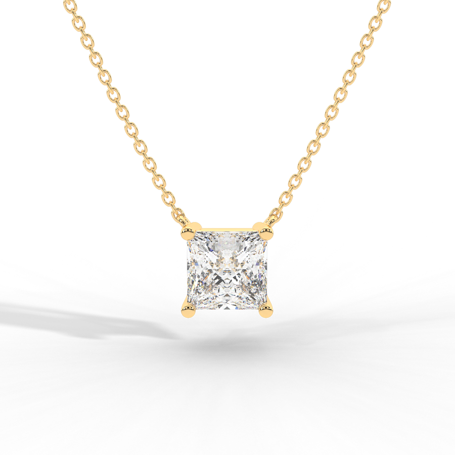 Princess Cut Diamond Solitaire Pendant Necklace