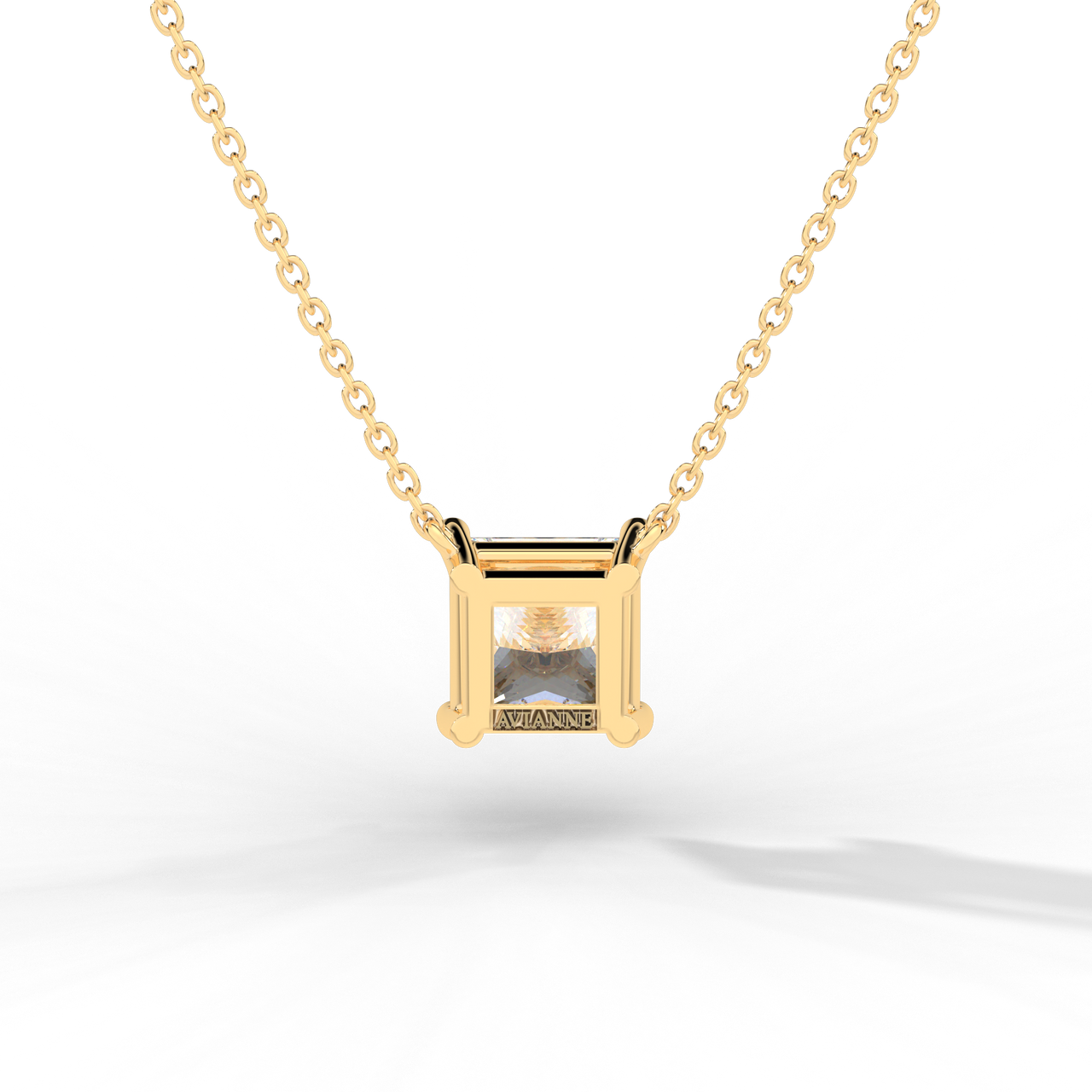 Princess Cut Diamond Solitaire Pendant Necklace
