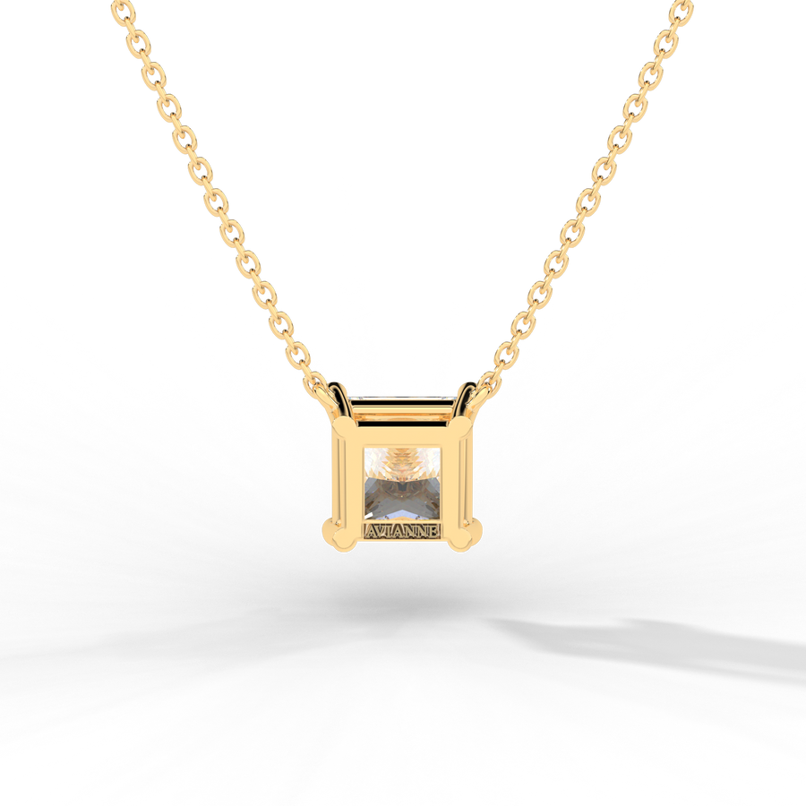 Princess Cut Diamond Solitaire Pendant Necklace