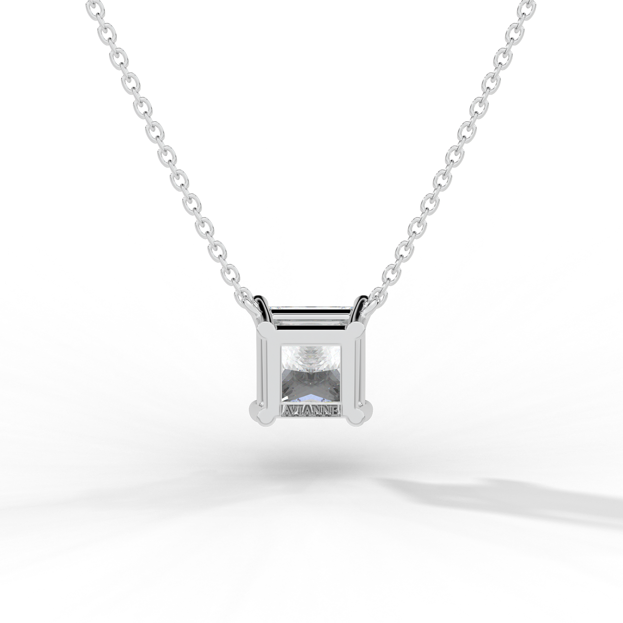 Princess Cut Diamond Solitaire Pendant Necklace