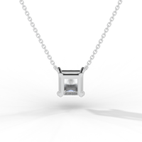Thumbnail for Princess Cut Diamond Solitaire Pendant Necklace