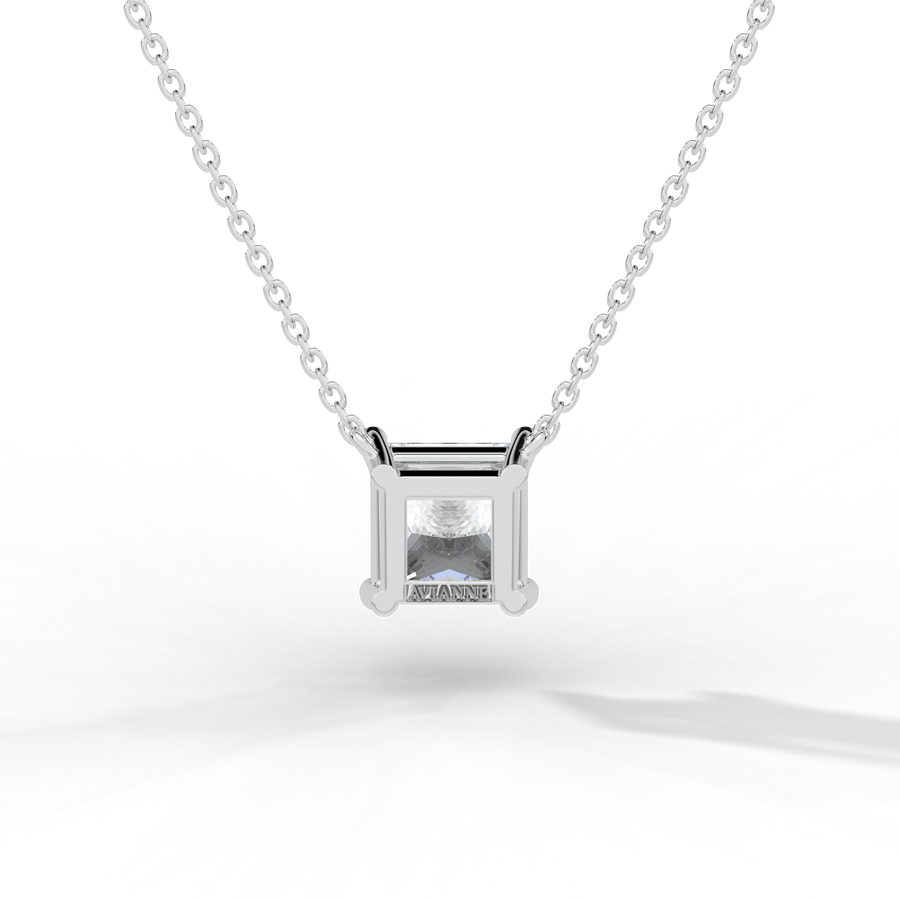 Princess Cut Diamond Solitaire Pendant Necklace