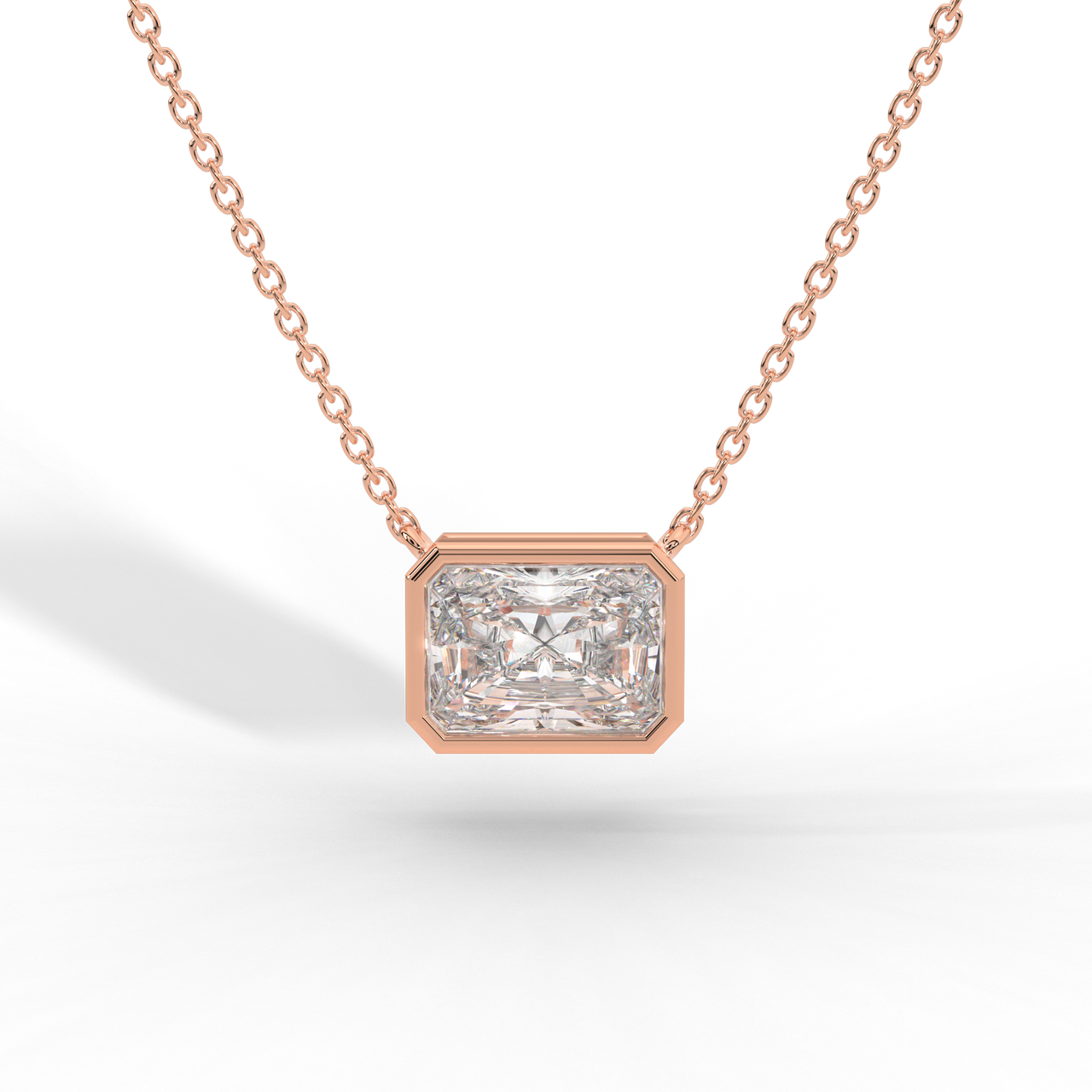 Radiant Cut Diamond Solitaire Pendant Necklace
