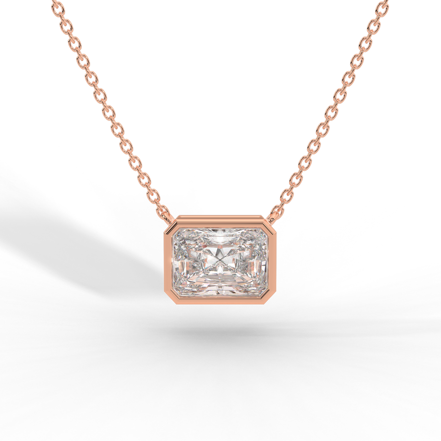 Radiant Cut Diamond Solitaire Pendant Necklace
