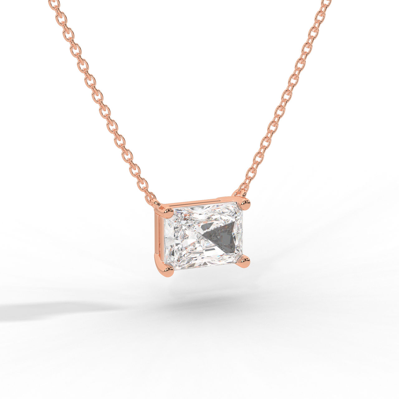 Radiant Cut Diamond Solitaire Pendant Necklace