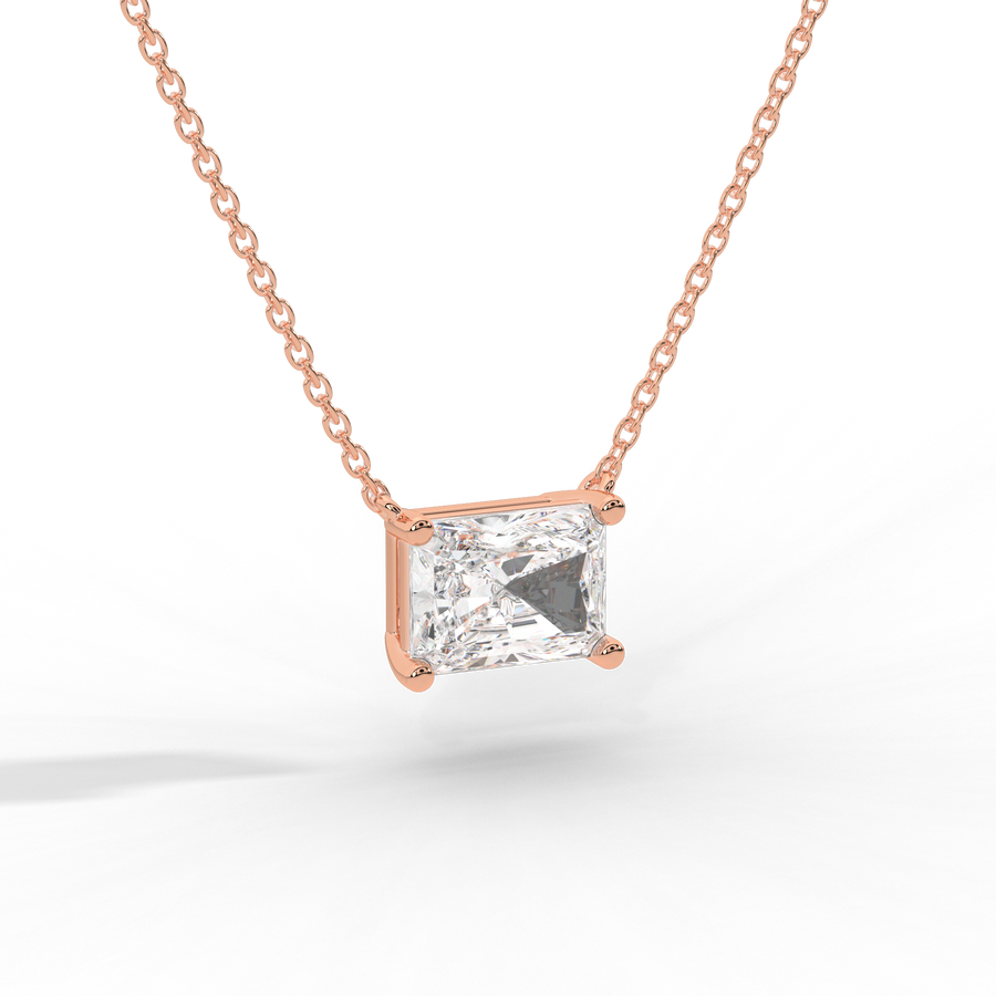 Radiant Cut Diamond Solitaire Pendant Necklace