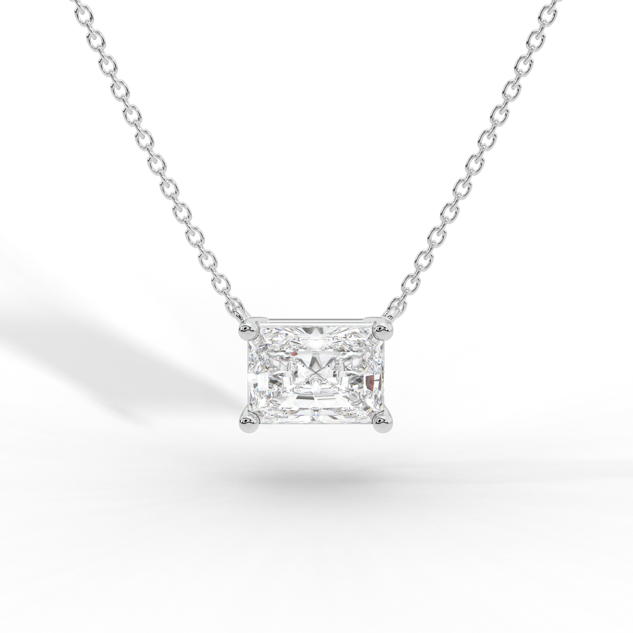 Radiant Cut Diamond Solitaire Pendant Necklace