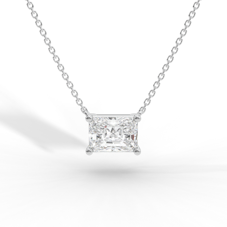 Radiant Cut Diamond Solitaire Pendant Necklace