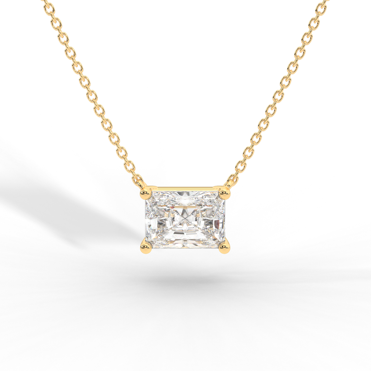 Radiant Cut Diamond Solitaire Pendant Necklace