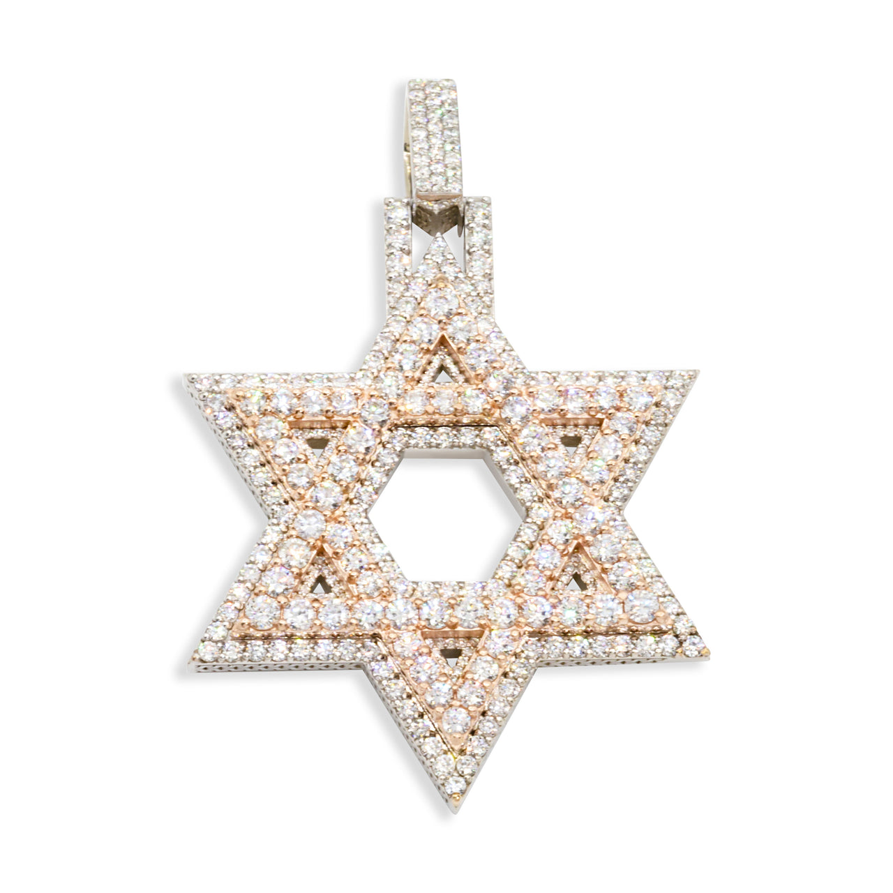 Rose 14kt Star of David Pendant Rose Gold 7.22 CtW