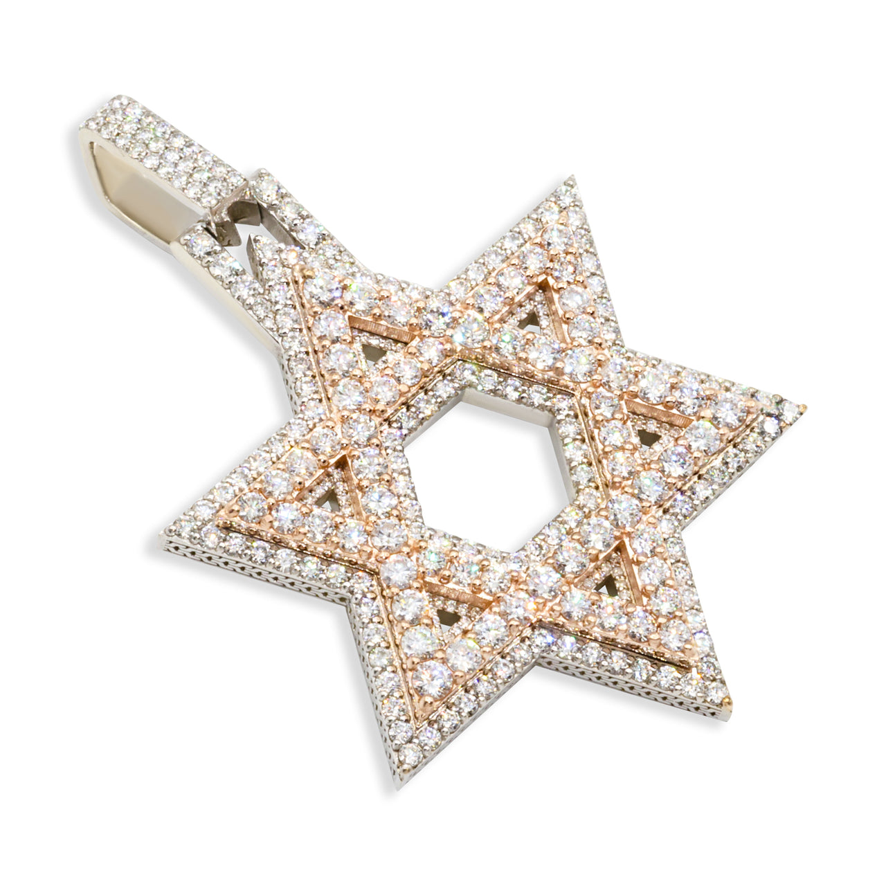 Rose 14kt Star of David Pendant Rose Gold 7.22 CtW