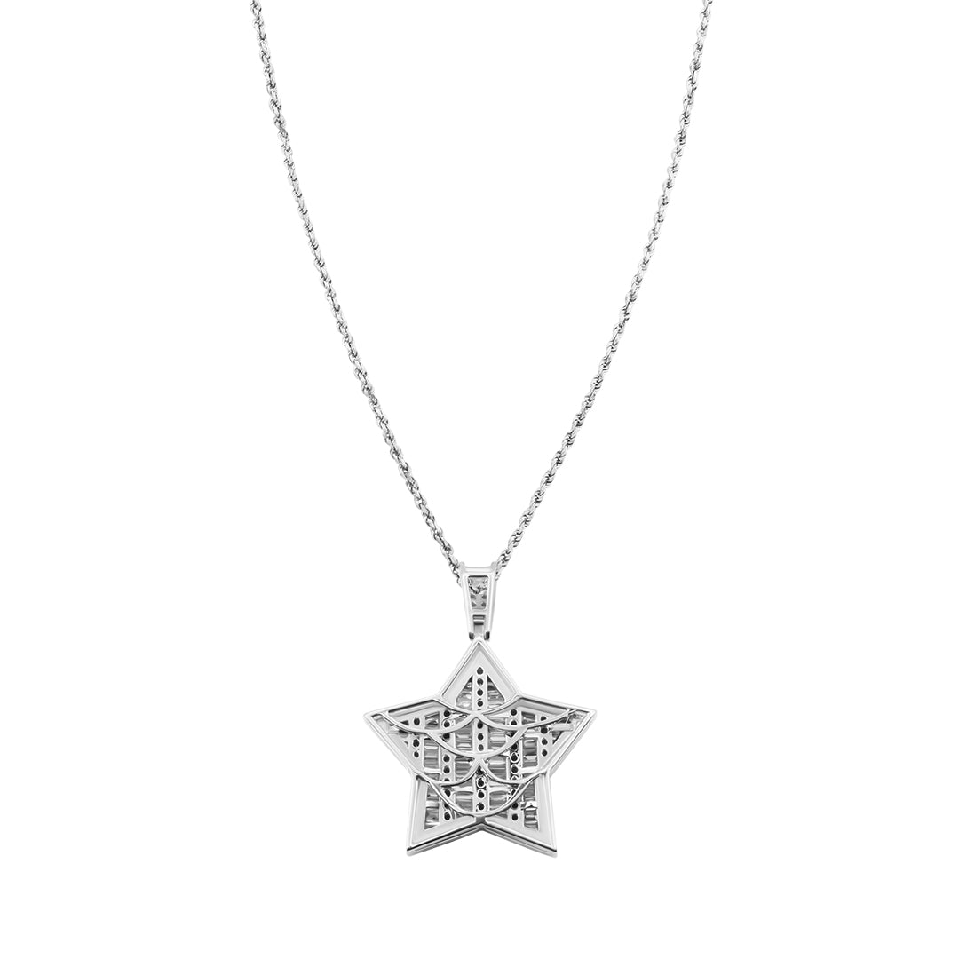 White Diamond Baguette Star Pendant 1.59 ctw