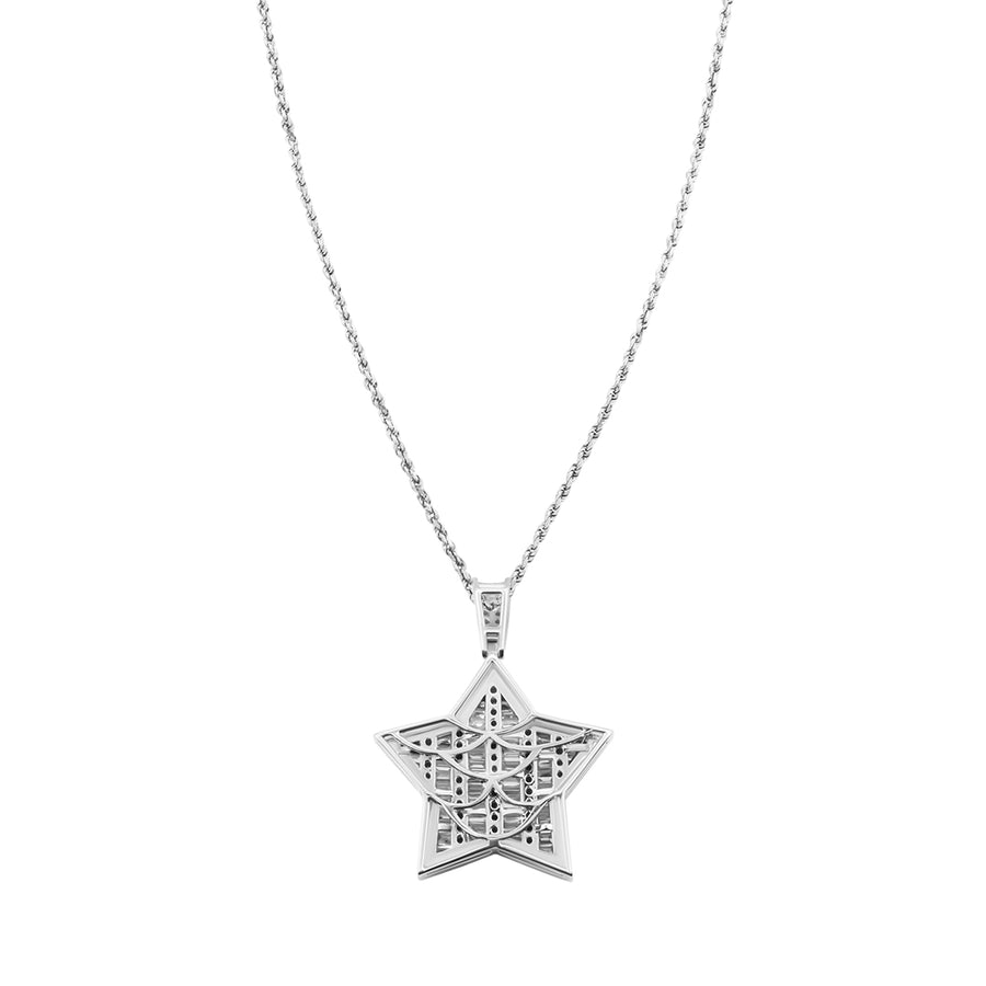 White Diamond Baguette Star Pendant 1.59 ctw
