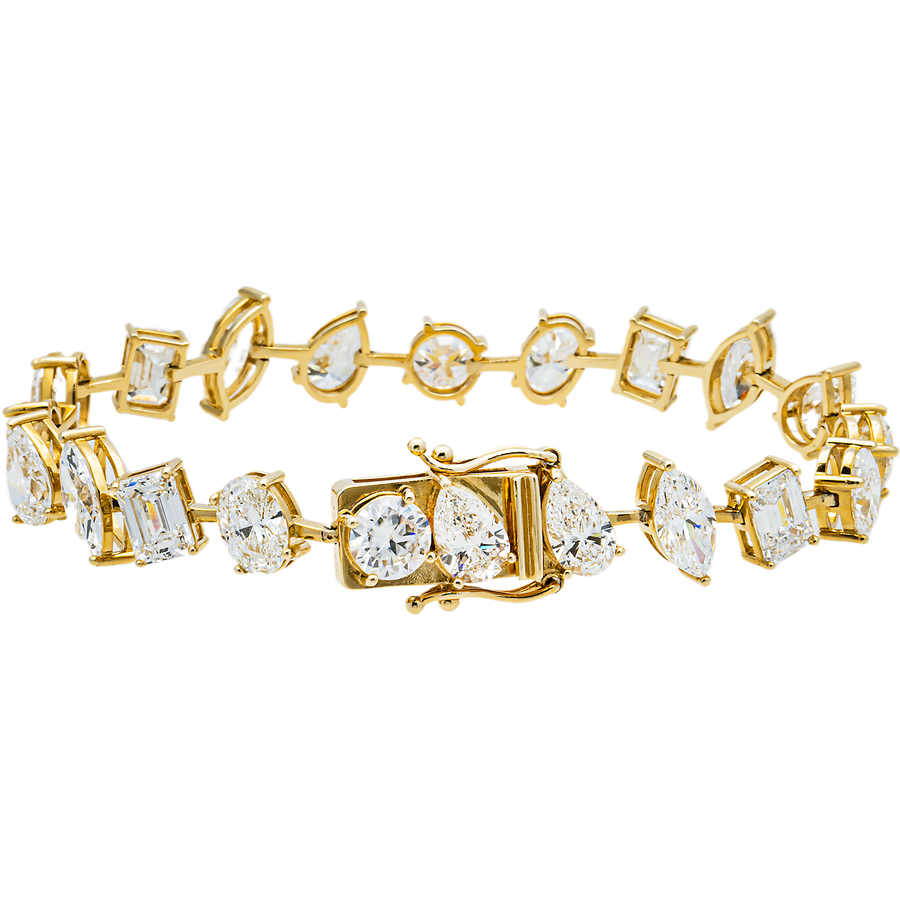 14K Gold Multi Shape Lab Diamond Tennis Bracelet – Mixed Cut Designer
