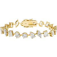 Thumbnail for 14K Gold Multi Shape Lab Diamond Tennis Bracelet – Mixed Cut Designer