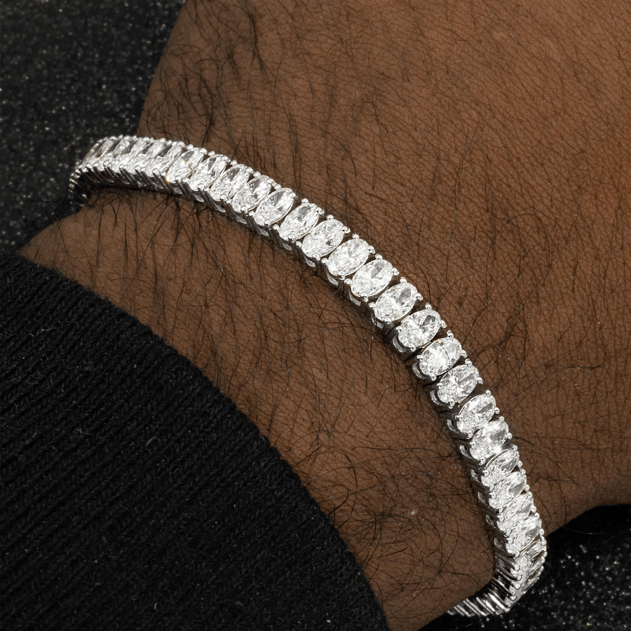 14k White Gold Lab Oval Shape Diamond Tennis Bracelet 10.75 ctw