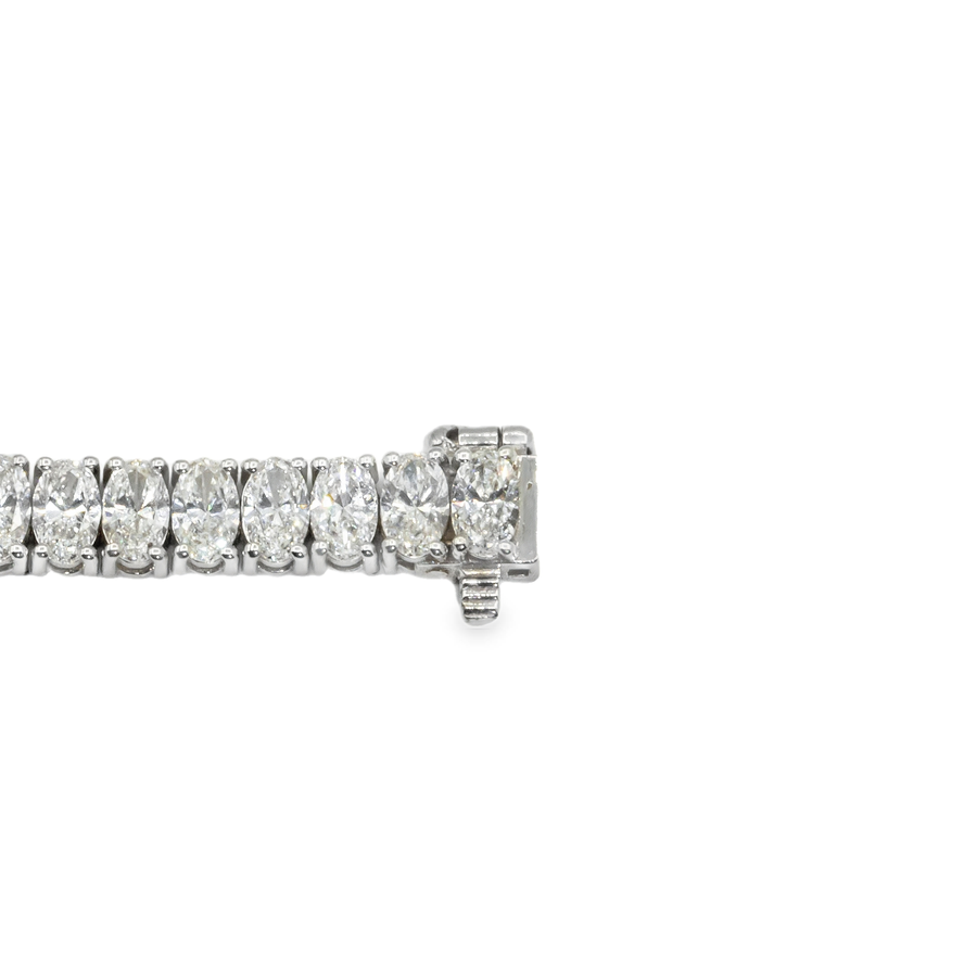 14k White Gold Lab Oval Shape Diamond Tennis Bracelet 10.75 ctw