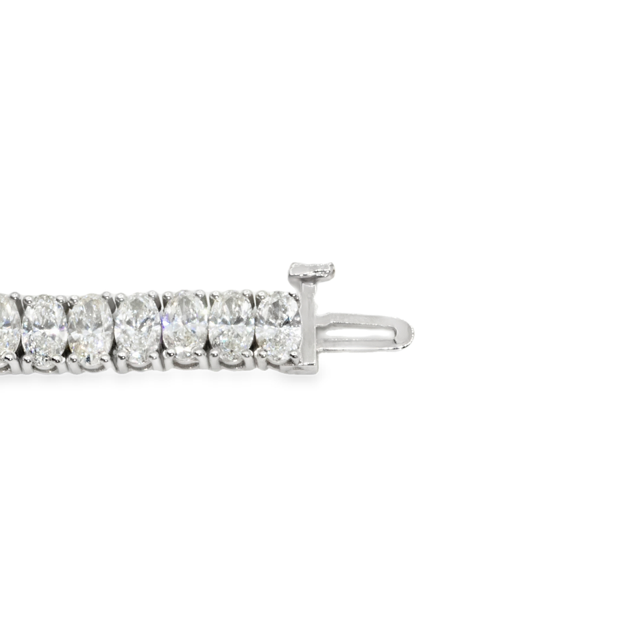 14k White Gold Lab Oval Shape Diamond Tennis Bracelet 10.75 ctw