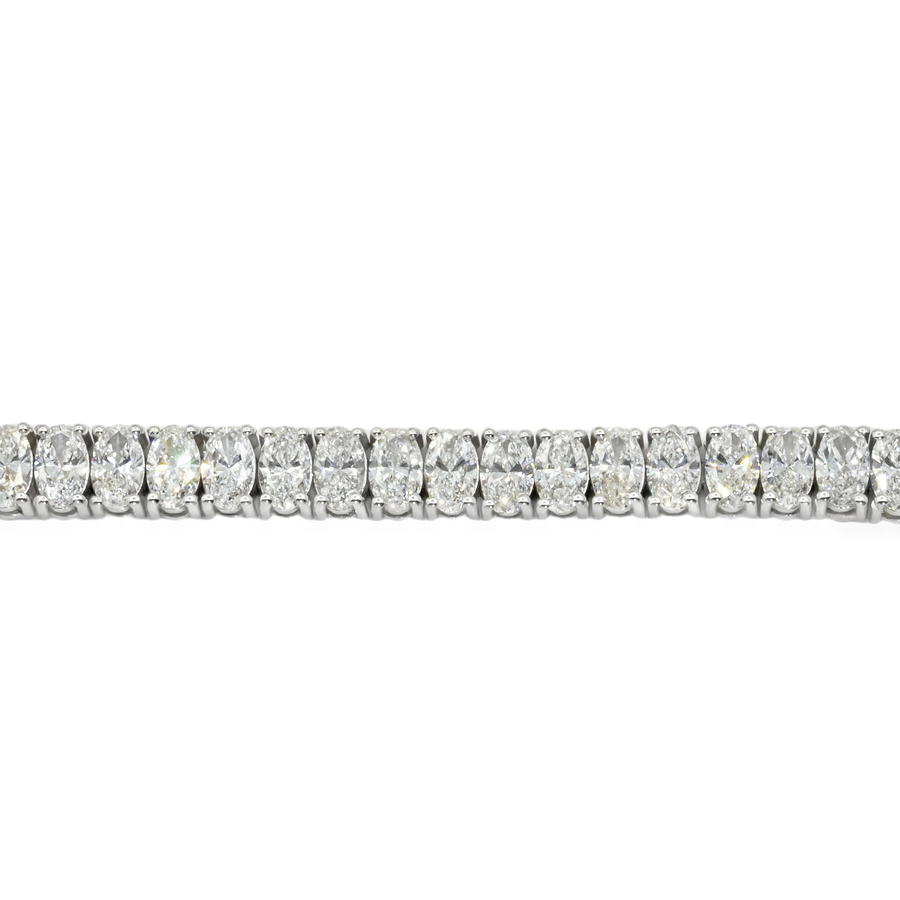 14k White Gold Lab Oval Shape Diamond Tennis Bracelet 10.75 ctw