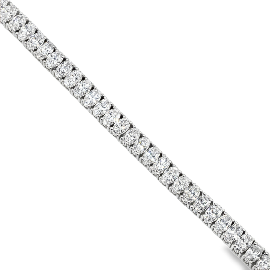 14k White Gold Lab Oval Shape Diamond Tennis Bracelet 10.75 ctw