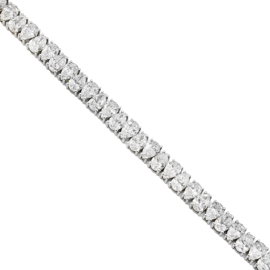 14k White Gold Lab Pear Shape Tennis Bracelet 16.80 ctw