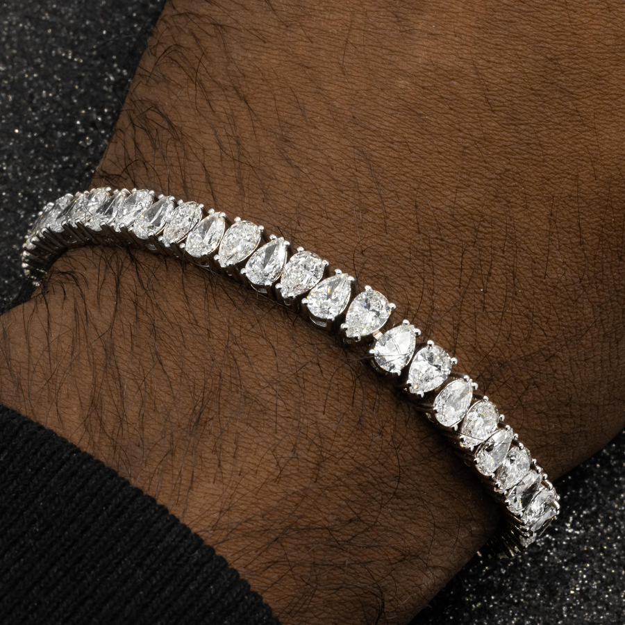 14k White Gold Lab Pear Shape Tennis Bracelet 16.80 ctw