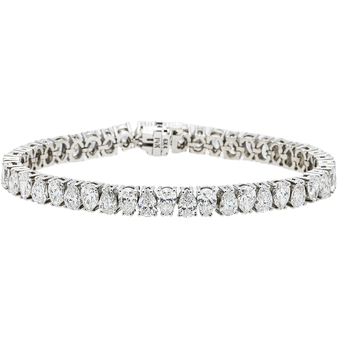 14k White Gold Lab Pear Shape Tennis Bracelet 16.80 ctw